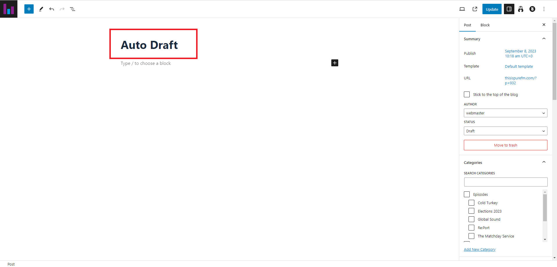 WordPress delete Auto Draft