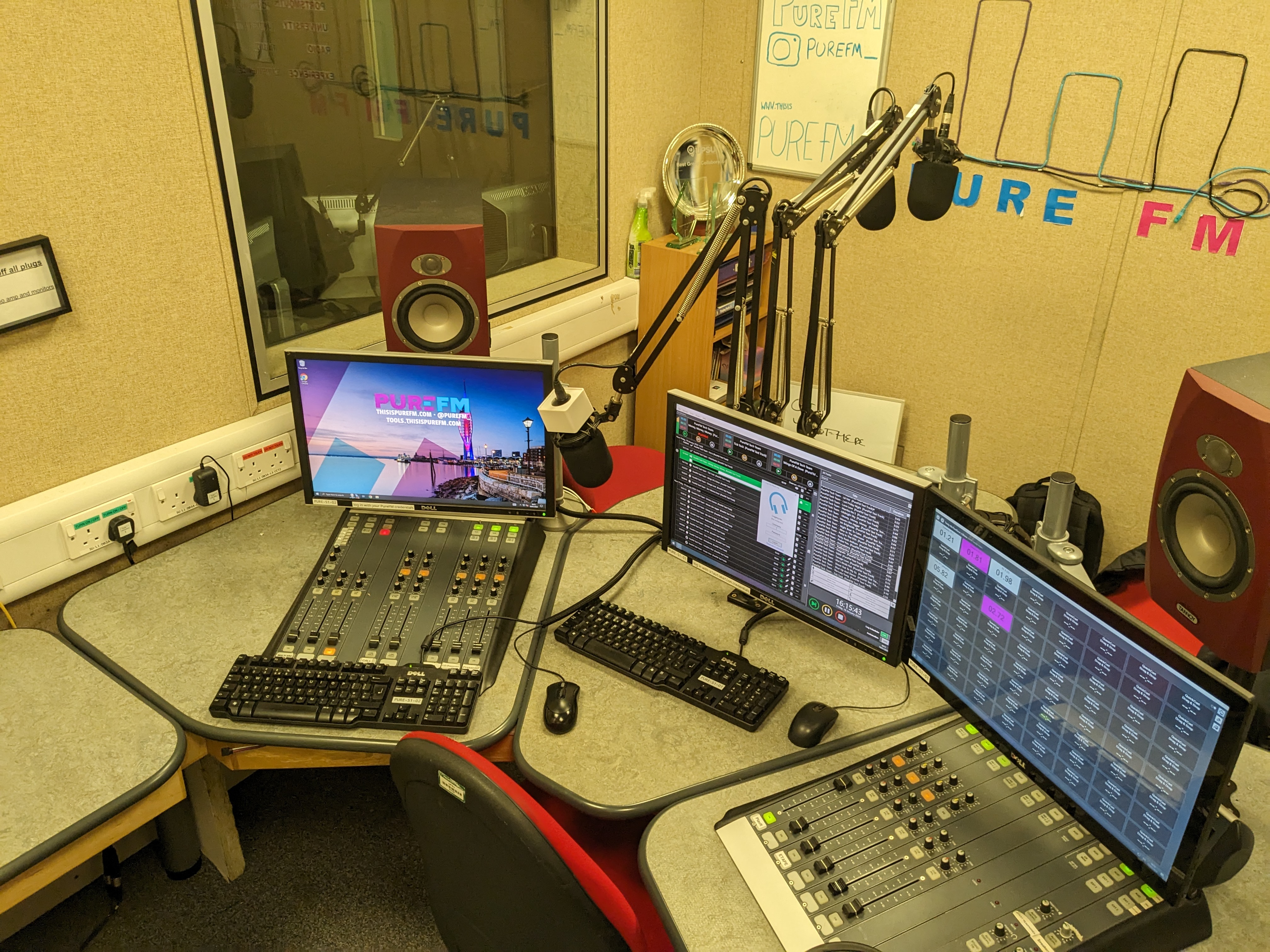 Studio 1 Presenters Position, showing the split desk