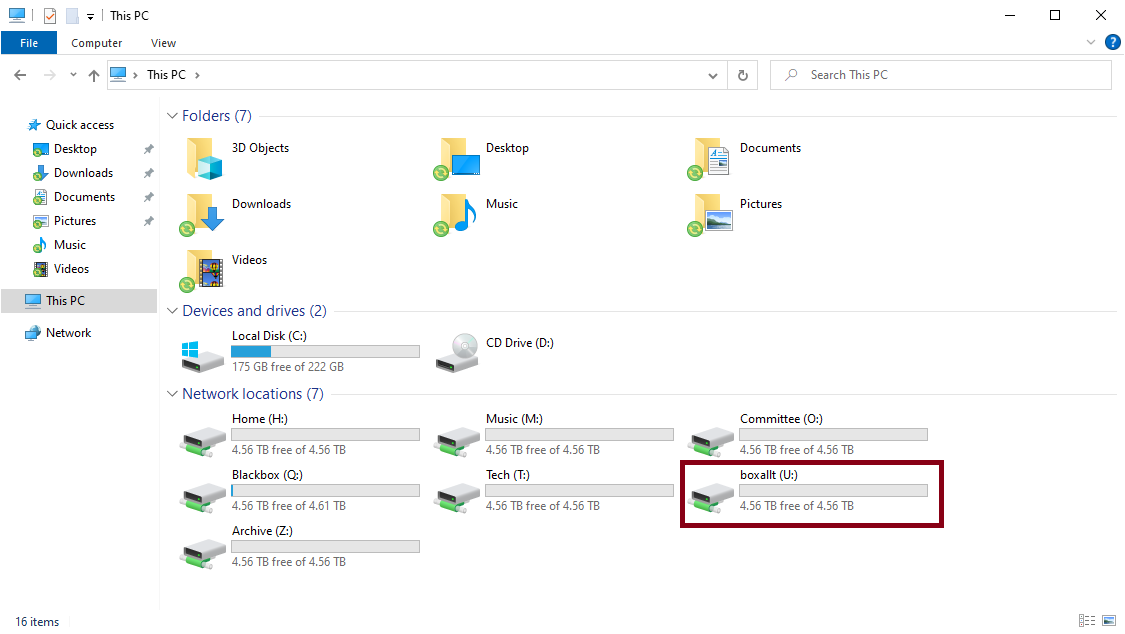 File Explorer with U drive highlighted