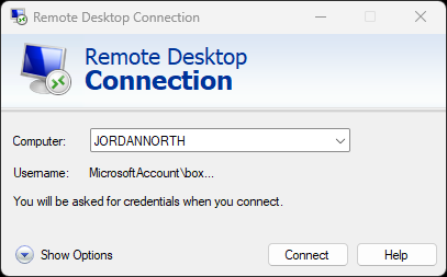 Remote Desktop Connection Window